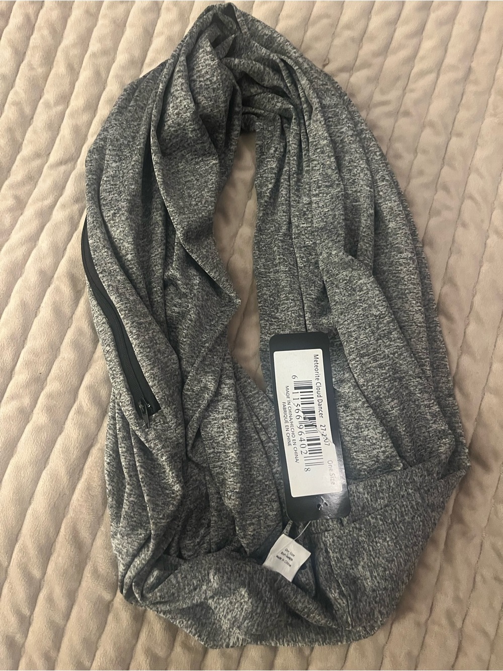 Merrell Heather Gray Infinity Scarf with Zipper Pocket